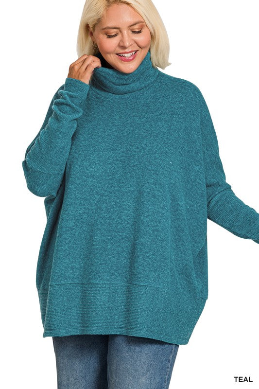 Plus Brushed Melange Hacci Turtleneck Sweater