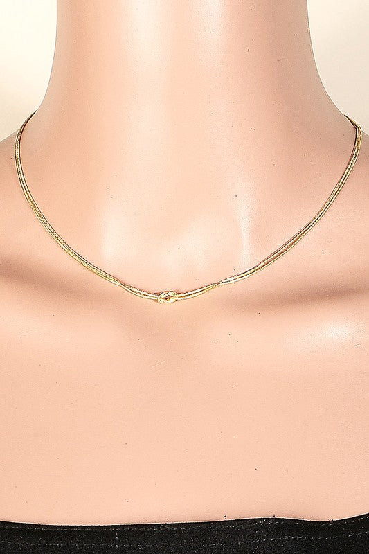 Gold Dipped Rope Chain Knot Layered Necklace