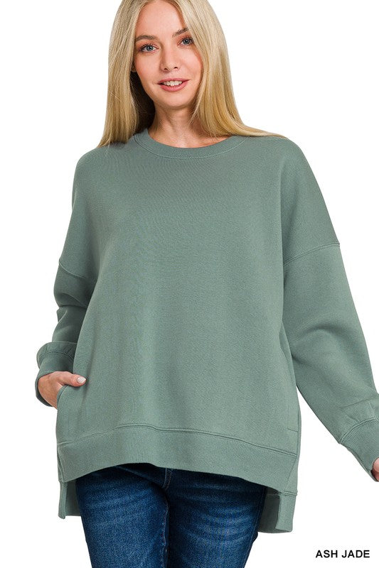 Fleece Hi-low Boyfriend Sweatshirts With Pockets