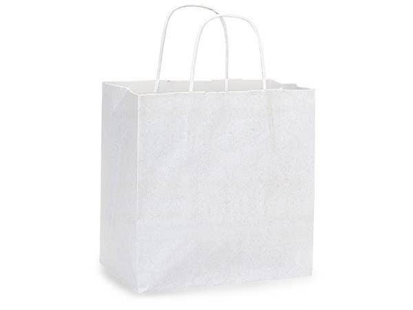 Nashville Wraps - White Kraft Retail Paper Shopping Bags: 100 Pack / Junior 8x5x8"