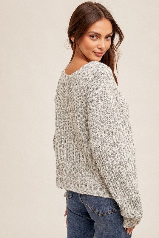 Textured Yarn V-neck Cardigan