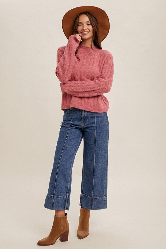 Mock Neck Pink Sweater