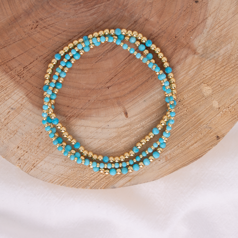 Splendid Iris - Assorted Turquoise Stretch Beaded Bracelets