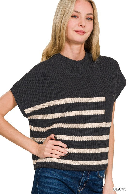 Short Sleeve Stripe Sweater
