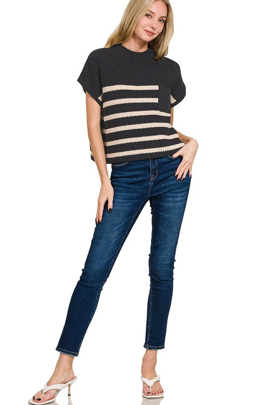 Short Sleeve Stripe Sweater