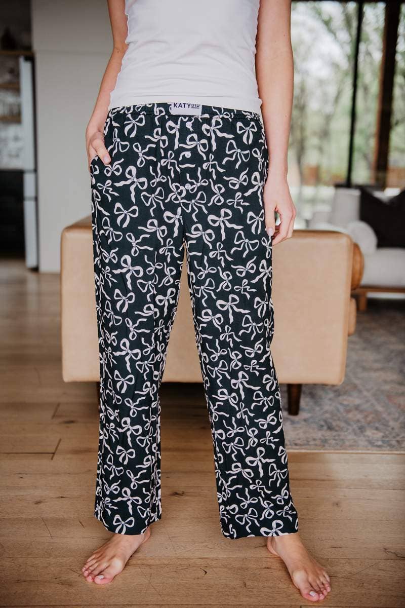 Black & White Bows All Over Boxer Pants