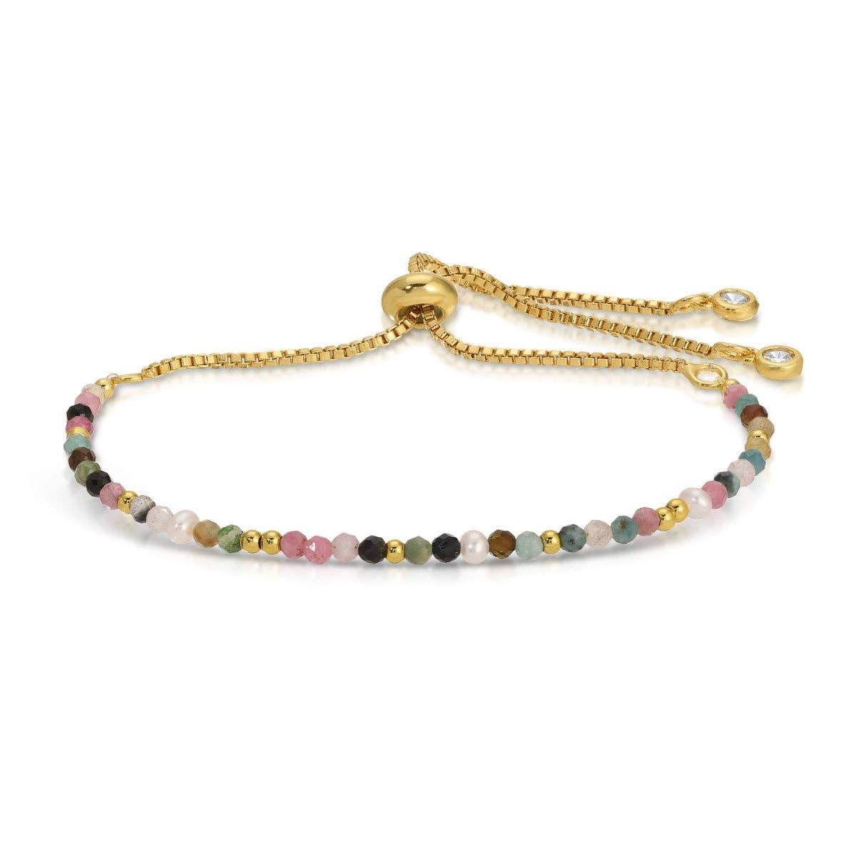 Splendid Iris - Delicate Stone Pulley Bracelet: Black
