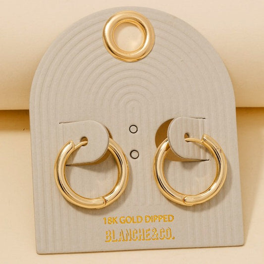 Gold Dipped Tube Hinge Hoop Earrings
