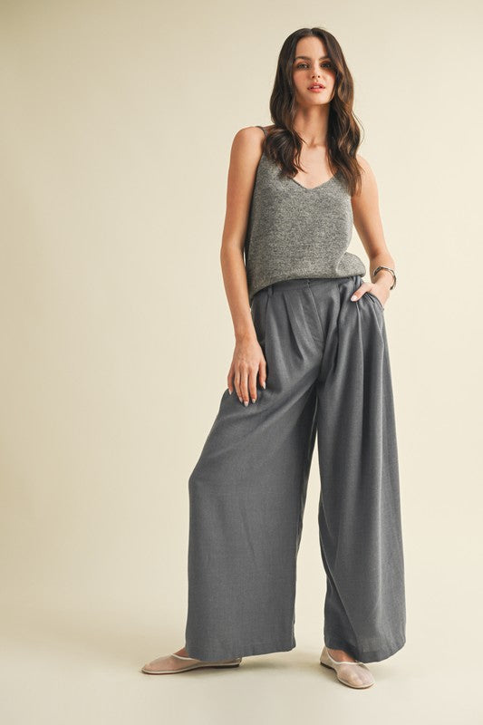 Pintuck Straight Pants