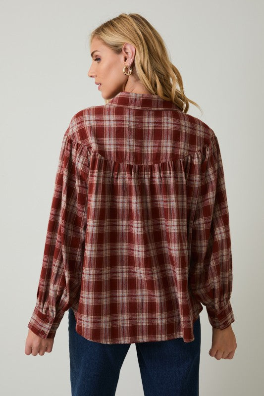 Balloon Sleeve Button Up Shirt