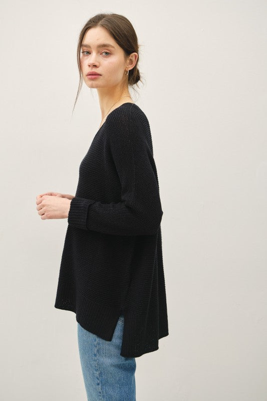 V-neck Dolman Sleeve W. Roll Cuff Sweater