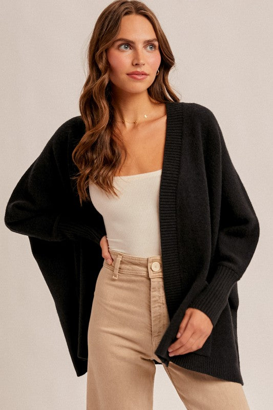 Dolman Sleeve Open Hoodie Cardigan With Pocket