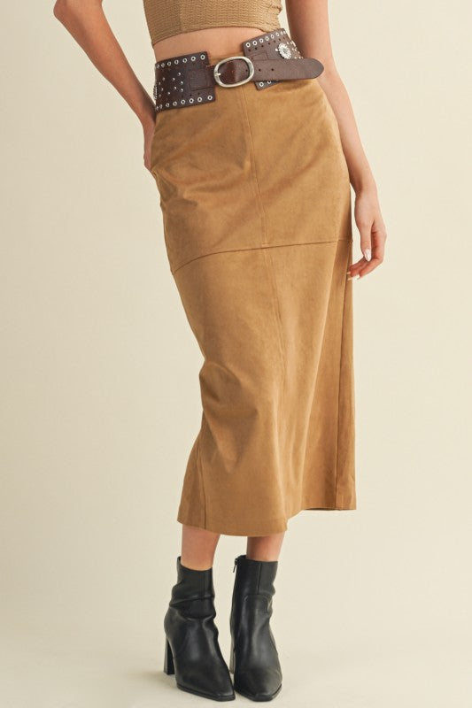 Back Slit Suede Skirt