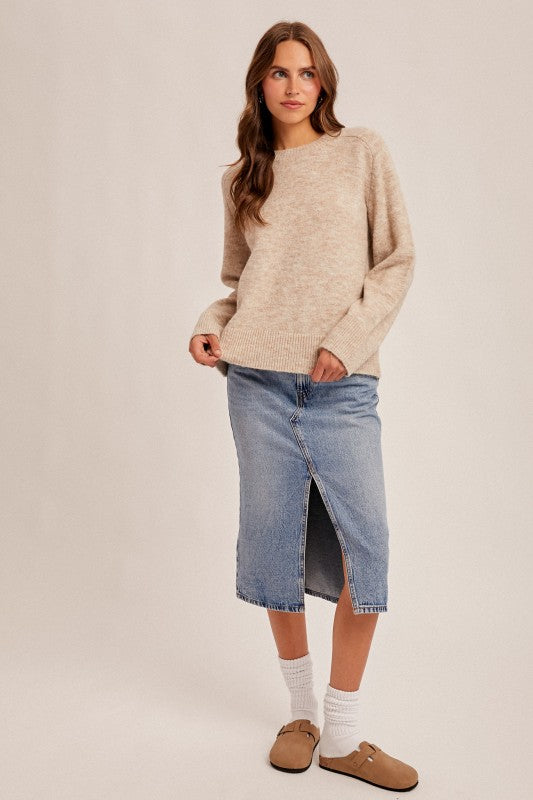 Crew Neck Relaxed Fit Everyday Essential Sweater