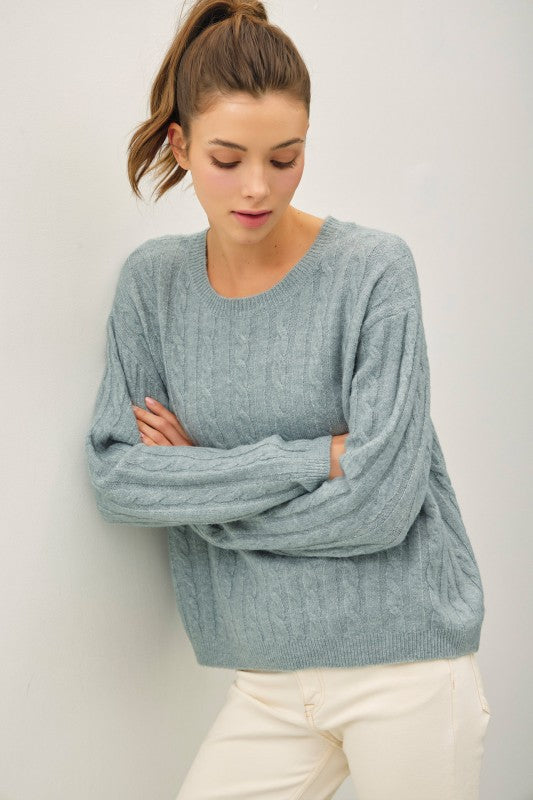 Oversized Boxy Cut Cable Knit Sweater
