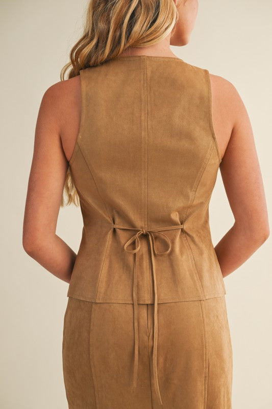 Tie Back Button Closure Vest