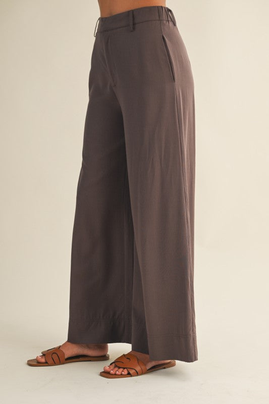 Elastic High Waist Wide Leg Pants