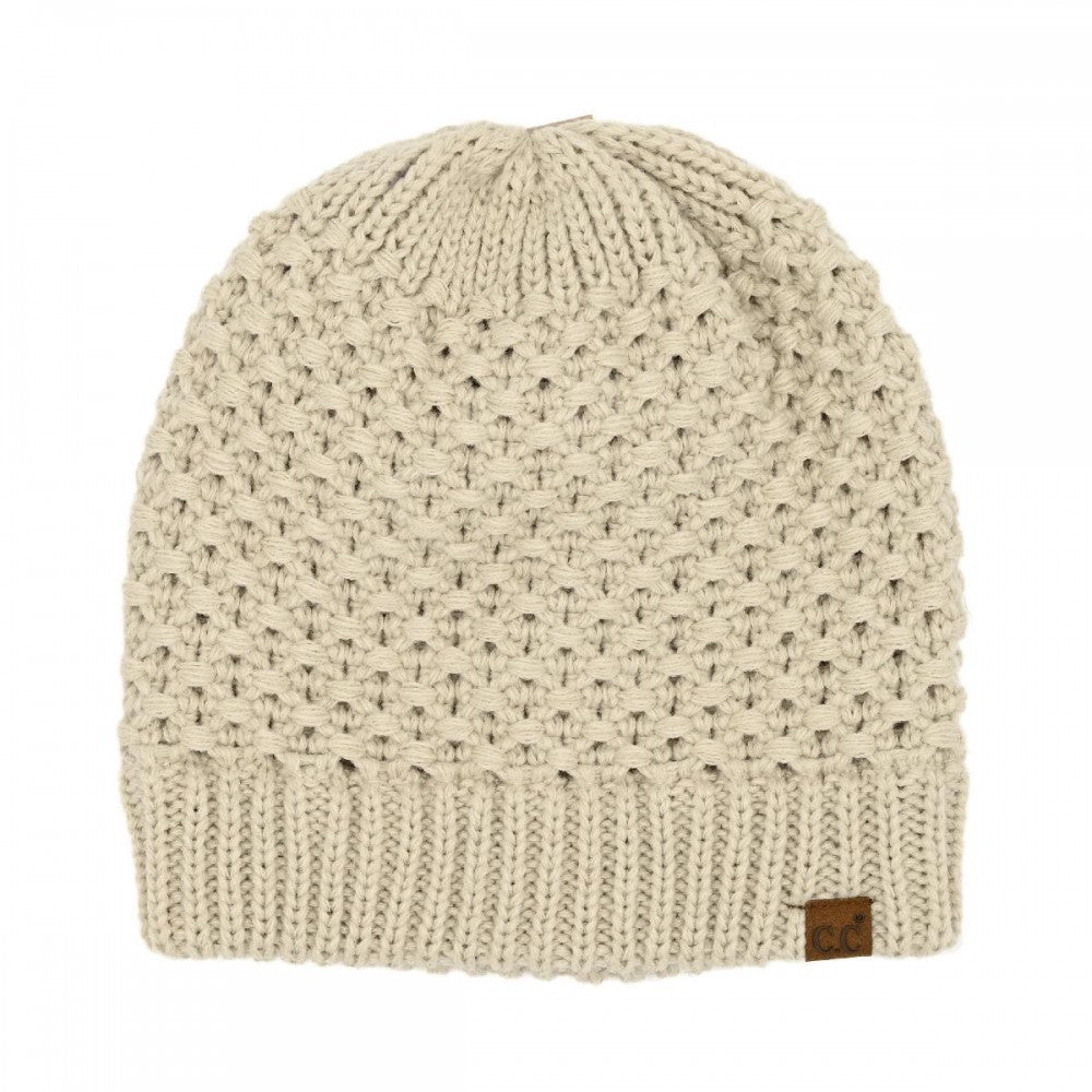 Cross Cell Stitch Knit Beanie