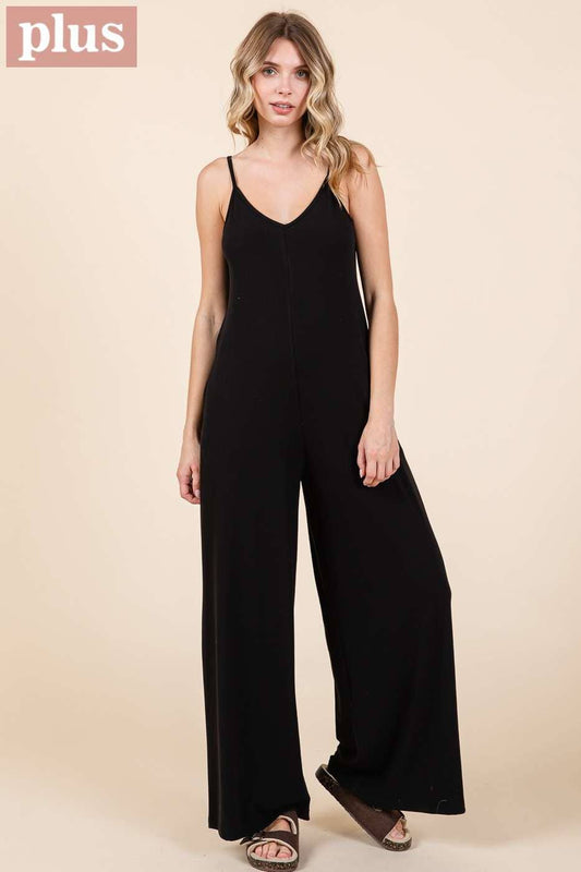 Rib Knit Jumpsuit - Plus