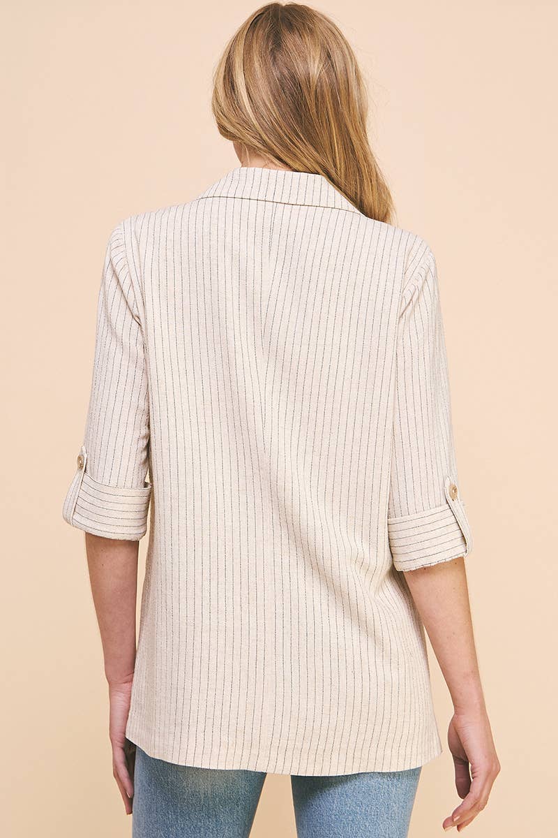 Pin-Striped Soft Linen Jacket