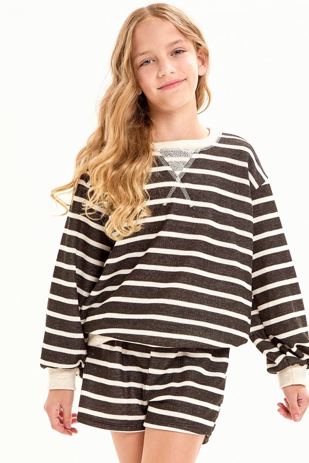 Stripe French Terry Sweatshirt: Black