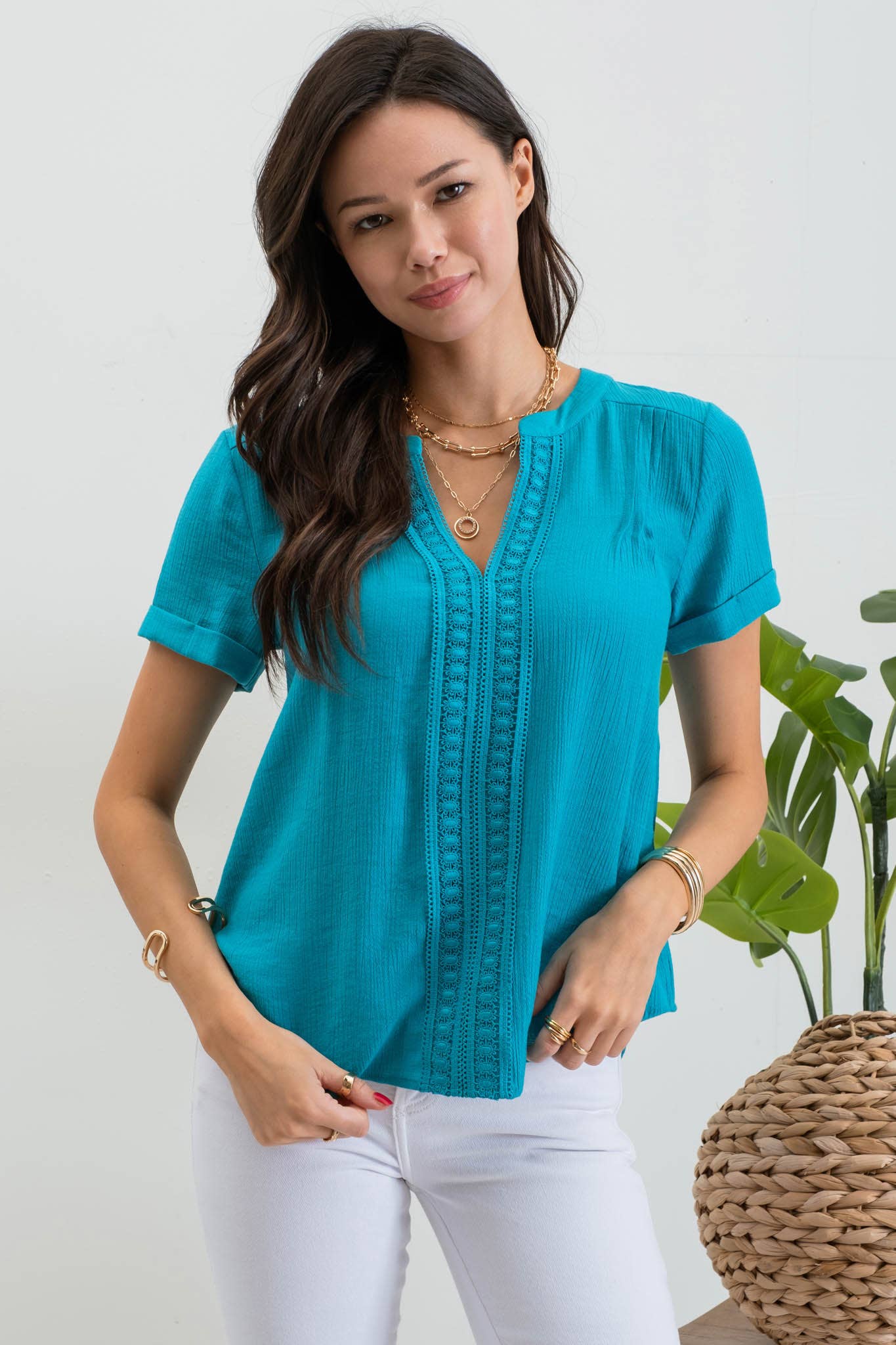 Summer Lace Top in Teal