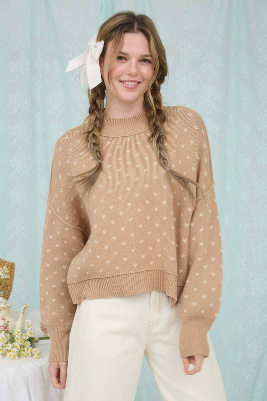 Heart Pattern Knit Pullover