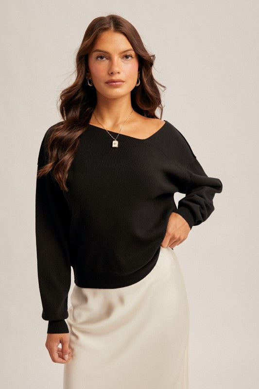 Asymmetrical Neck Essential Sweater Pullover