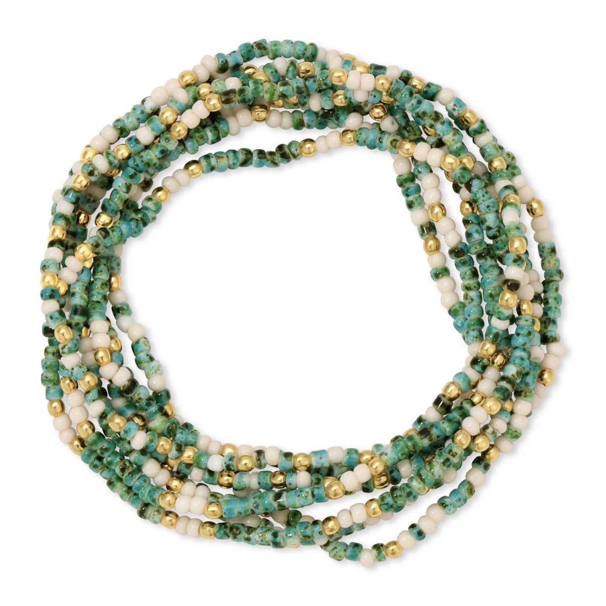 Faux Stone Assorted 2mm stretch Seed Bead bracelets: Aqua/White