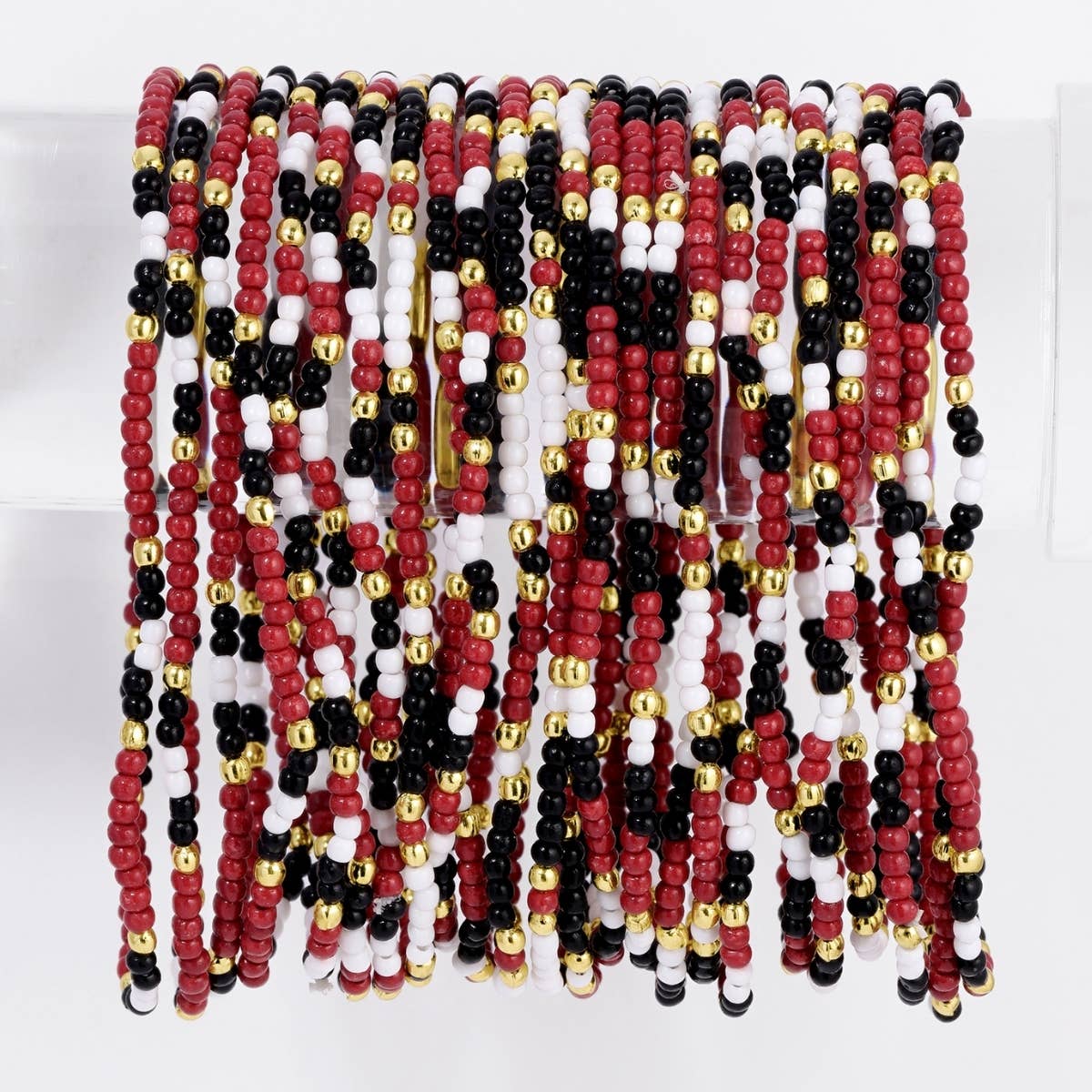 Splendid Iris - Stretch Seed Bead GAME DAY Bracelets: Black/Orange