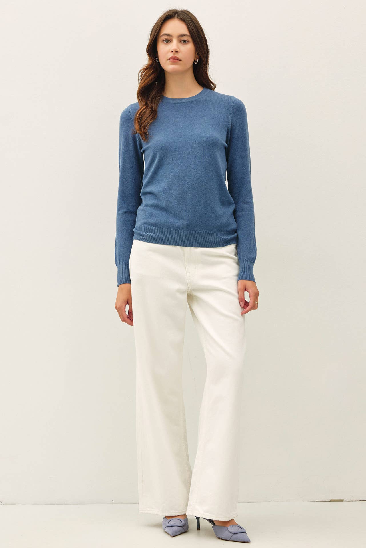 Be Cool - NEW COLOR-VISCOSE CREW NECK SOFT KNIT SWEATER : Ivory / L