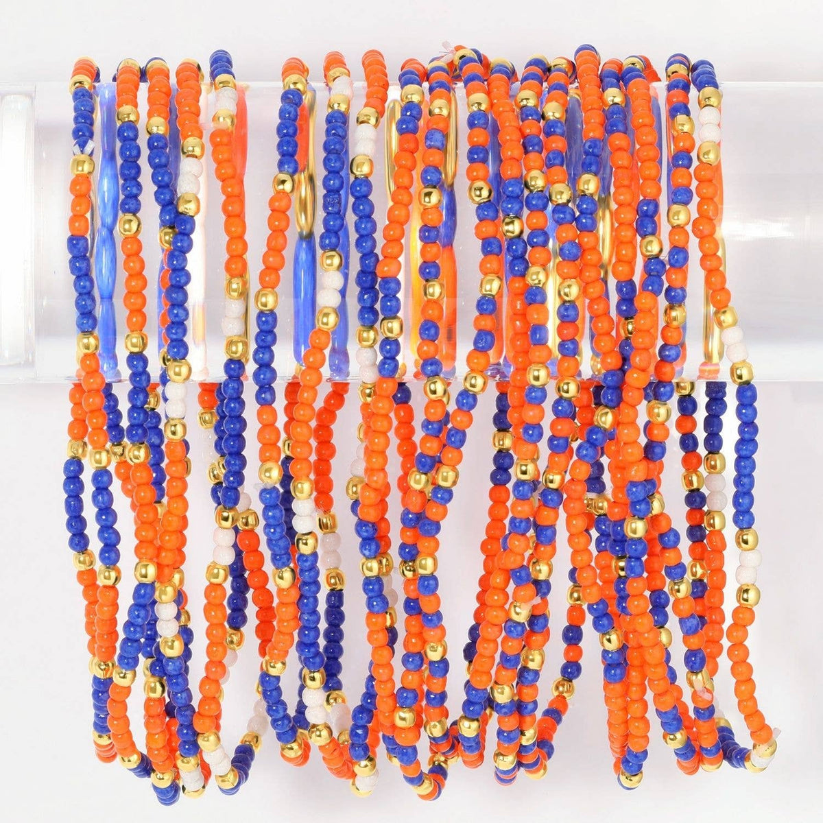 Splendid Iris - Stretch Seed Bead GAME DAY Bracelets: Red/Black/White