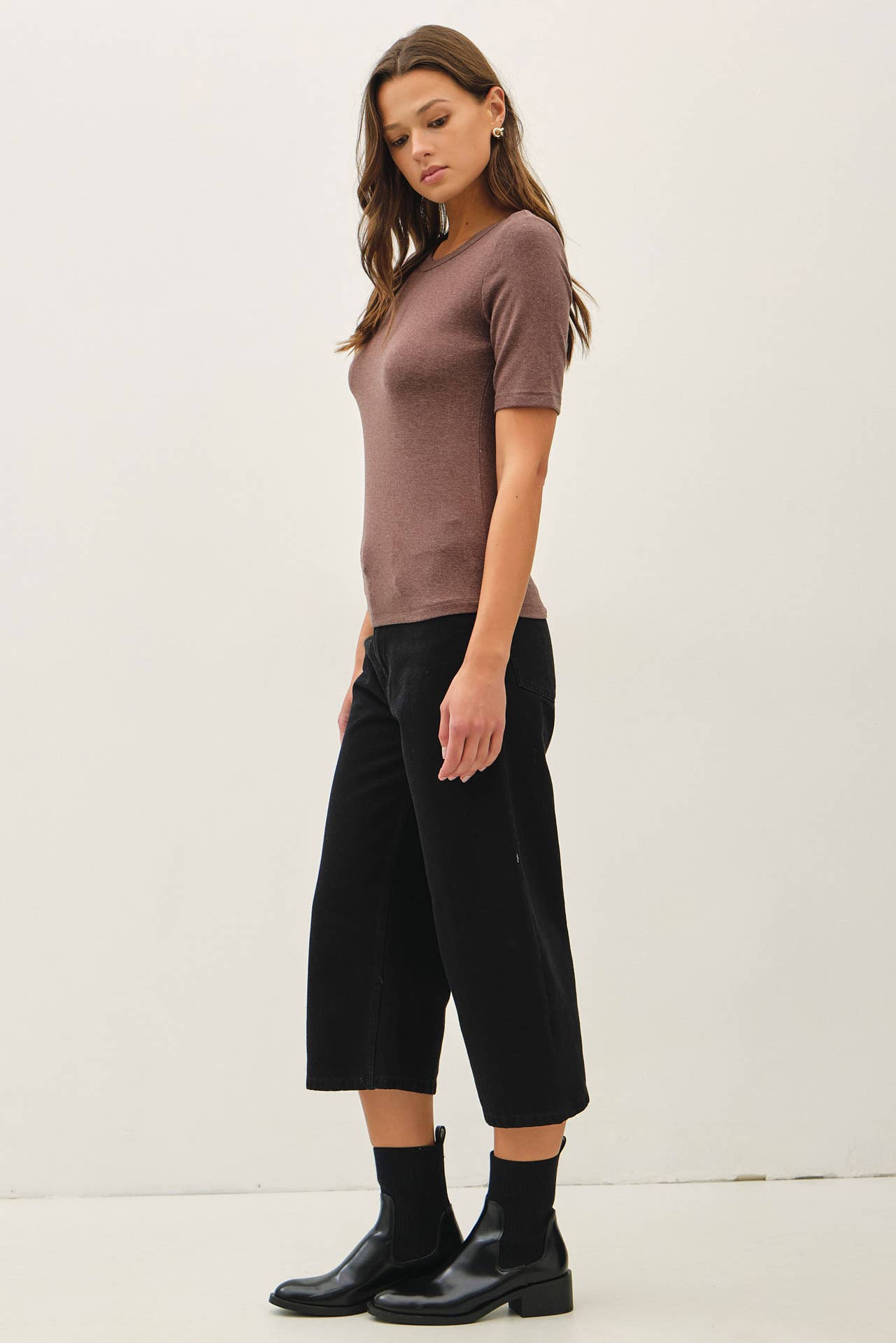 Be Cool - [NEW COLOR]ULTRA SOFT BASIC SHORT SLEEVE TOP : WINE / L