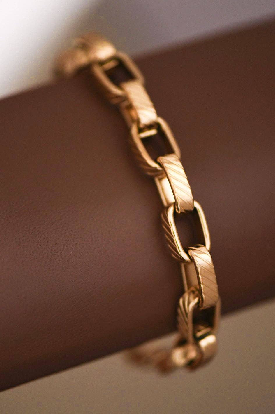 18K Gold Dipped Stainless Steel Box Chain Link Bracelet