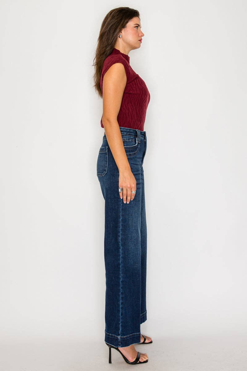 High Rise A-Line Wide Leg Jeans