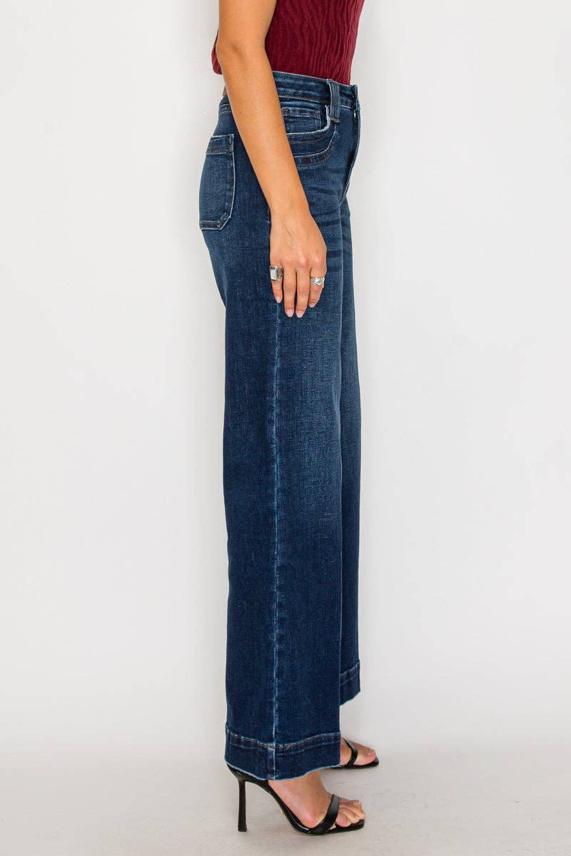 High Rise A-Line Wide Leg Jeans