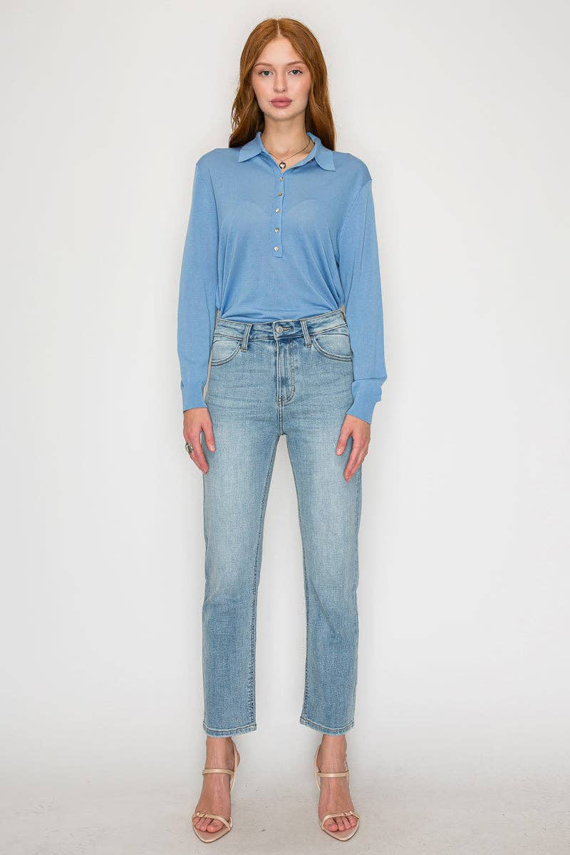 High Rise Slim Straight Leg Jeans