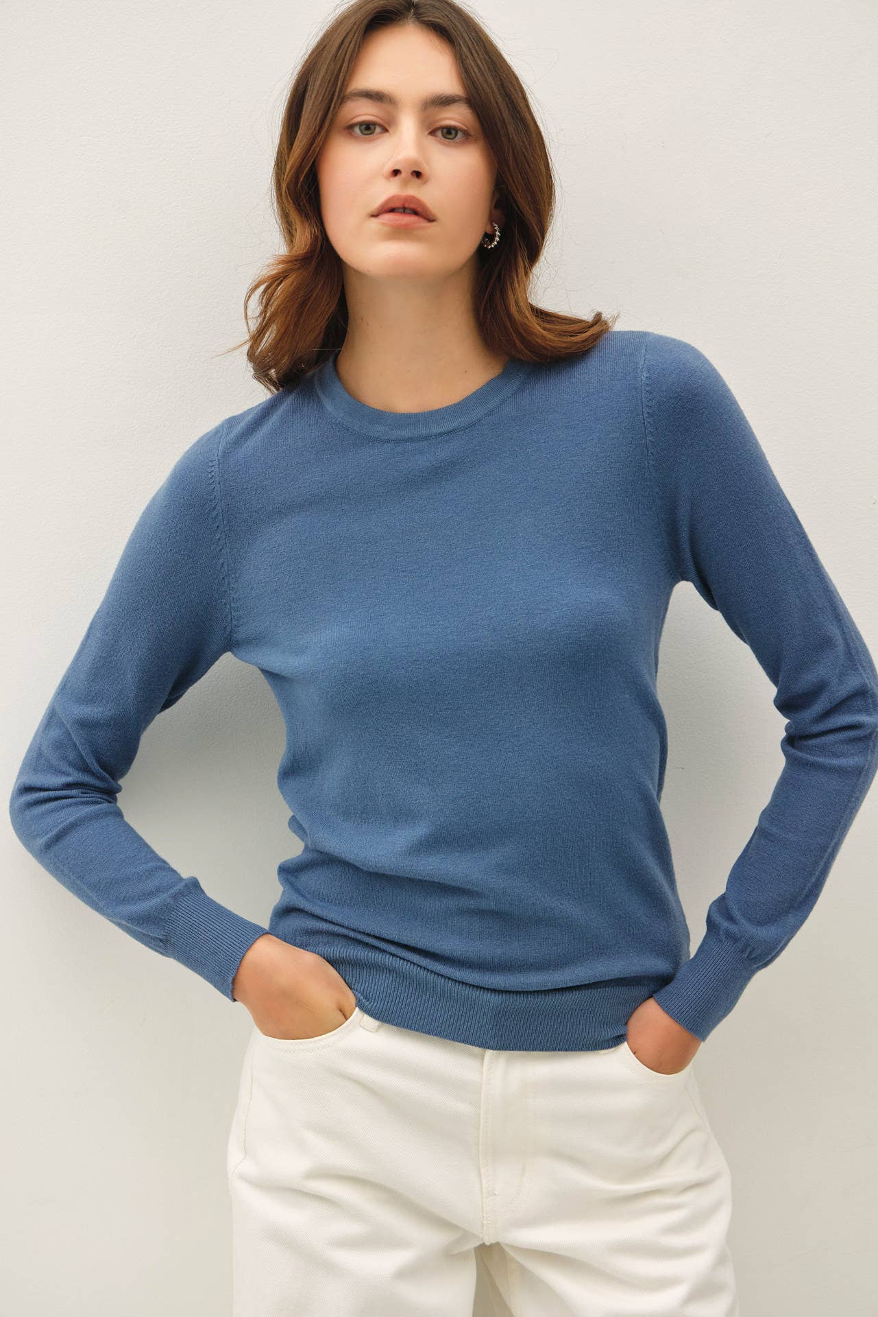 Be Cool - NEW COLOR-VISCOSE CREW NECK SOFT KNIT SWEATER : PURPLE / M
