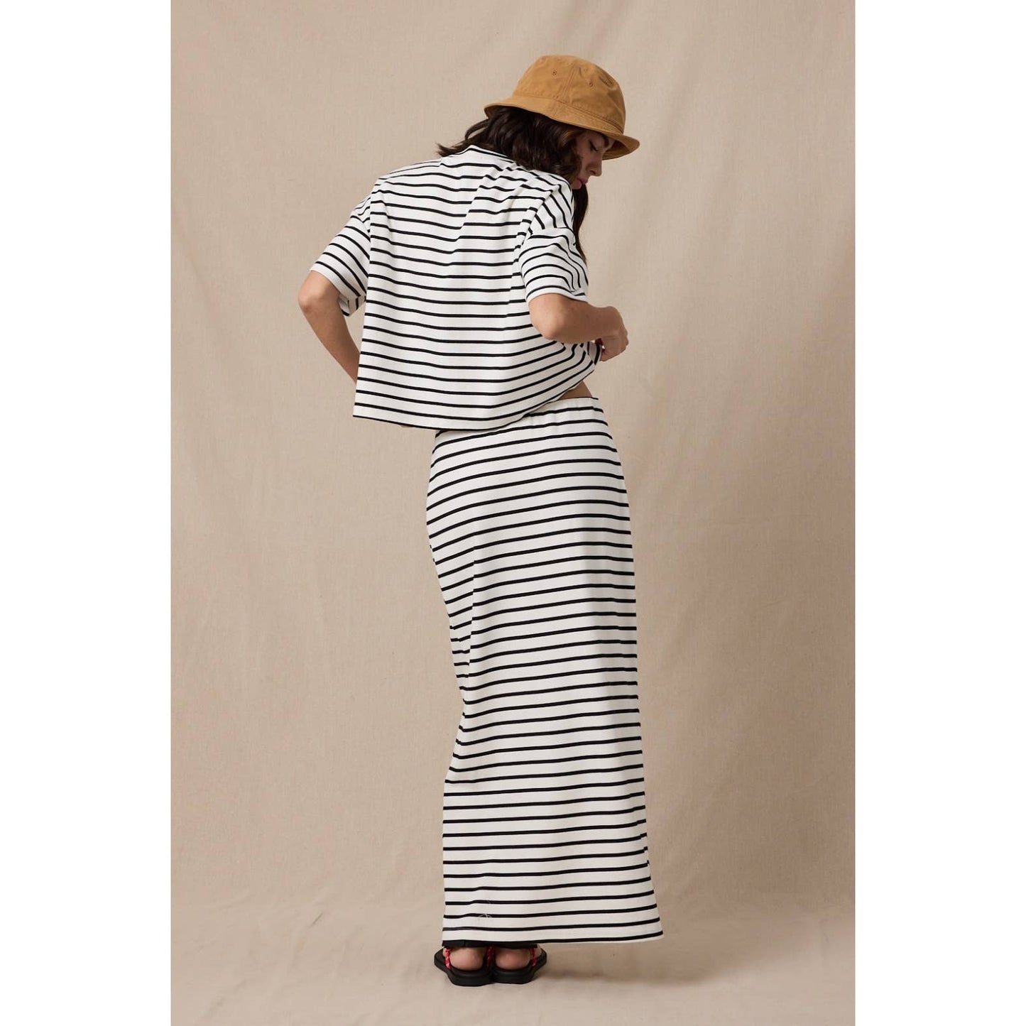 Striped Knit Top and Skirt Set