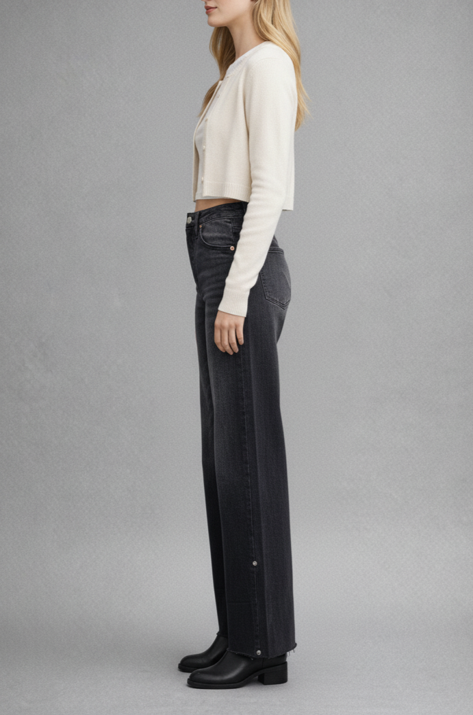 INSEAM TRANSFORM TUMMY CONTROL HIGH RISE A-LINE WIDE JEANS
