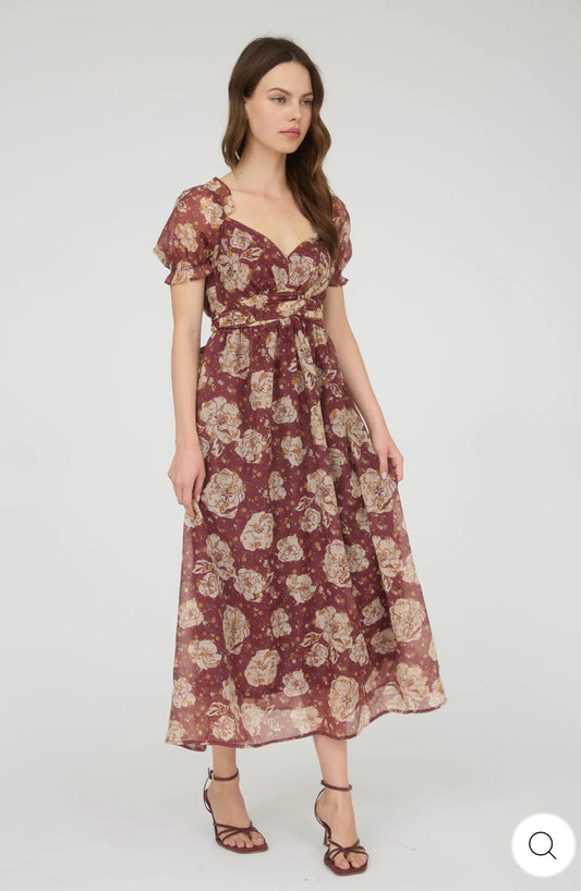 Floral Sweetheart Midi Dress