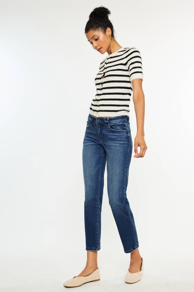 Mid Rise Slim Straight Fit Jeans