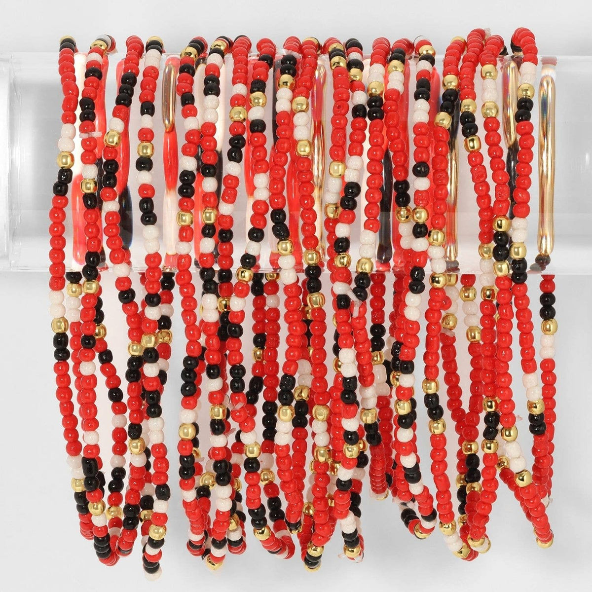 Splendid Iris - Stretch Seed Bead GAME DAY Bracelets: Black/Orange