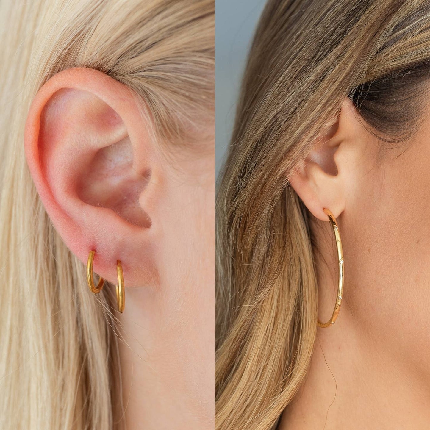 Splendid Iris - Sale - CZ Accented Large Delicate Hoops