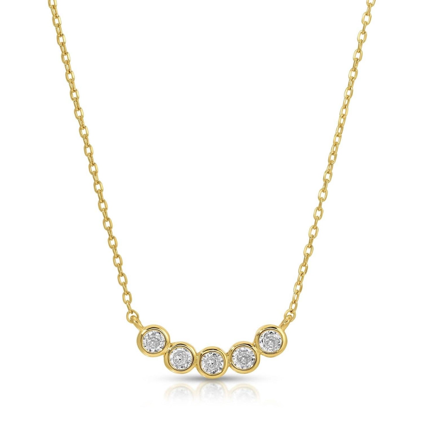Faux Multi Diamond Necklace: Gold