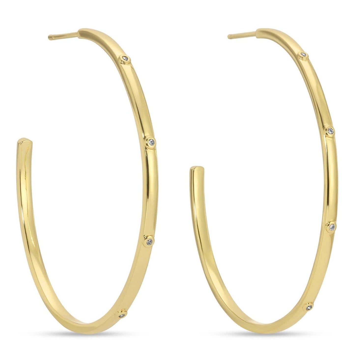 Splendid Iris - Sale - CZ Accented Large Delicate Hoops