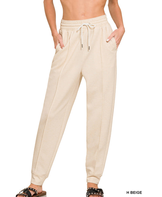 Scuba Sweatpants with Pockets - Heather Beige