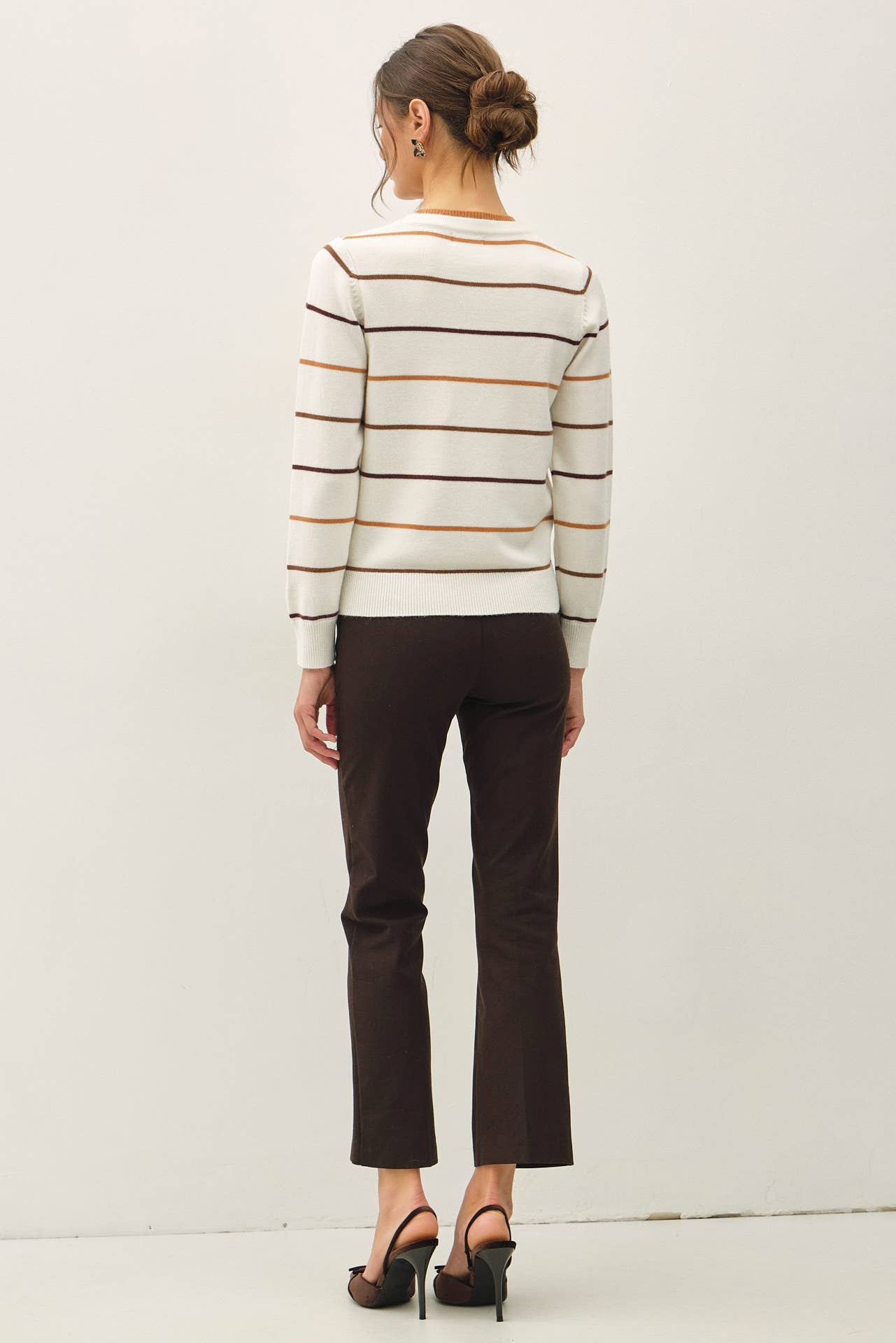 Be Cool - DOUBLE LAYERED LOOK  STRIPE SWEATER TOP : IVORY / L