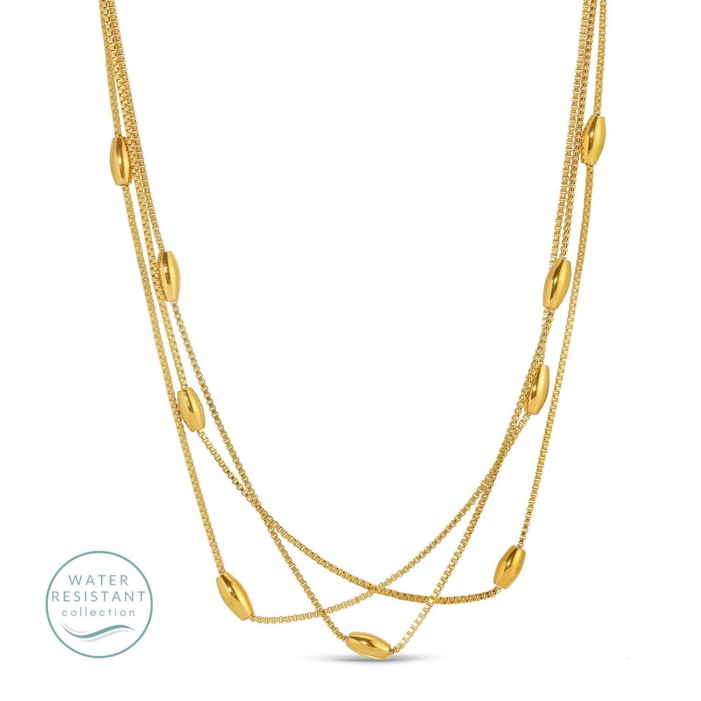 Splendid Iris - Sale Layered Necklace with Oval Accents, Water Resistant