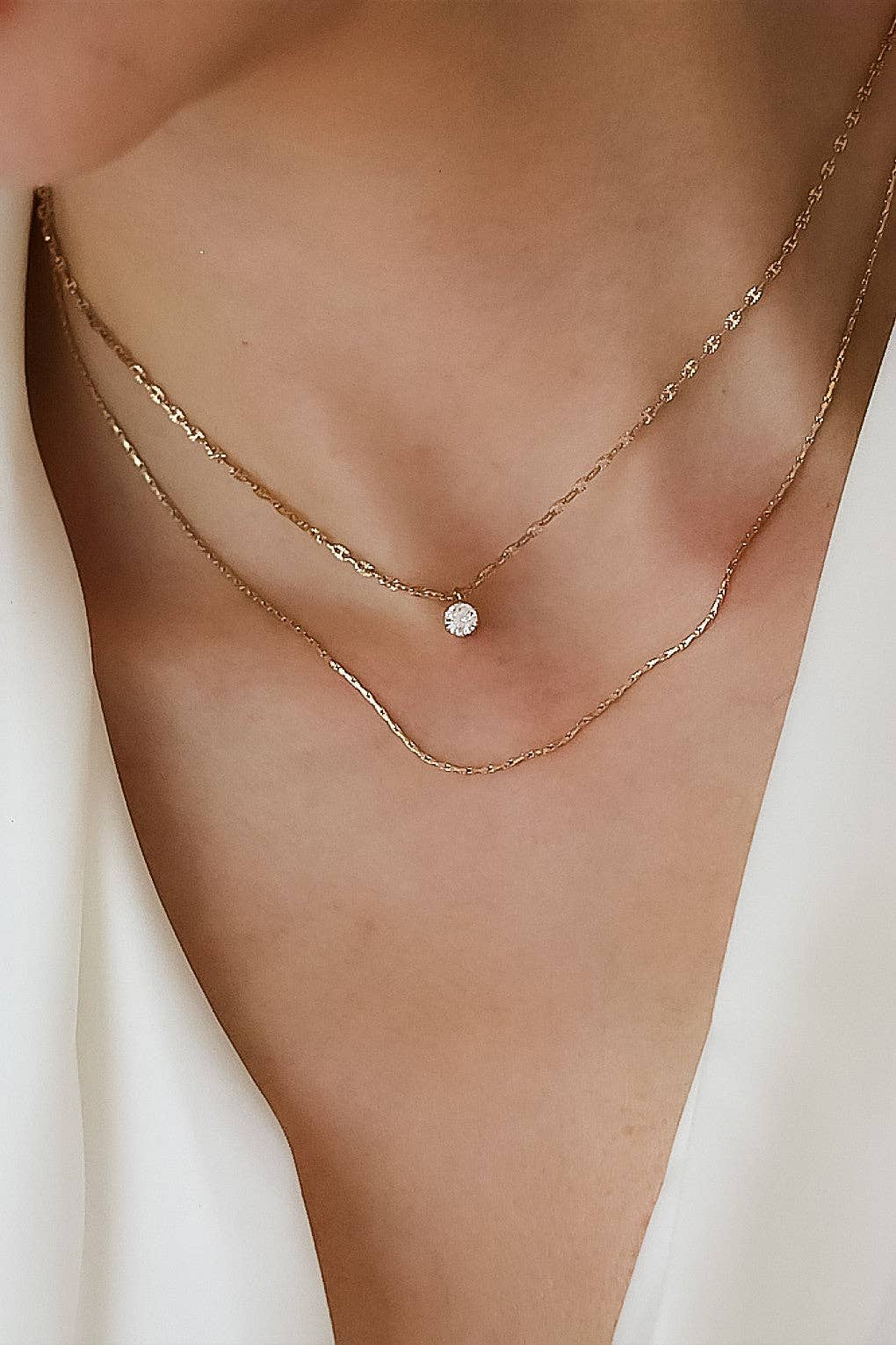 18K Gold Dipped Stainless Steel Layered Chain Necklace